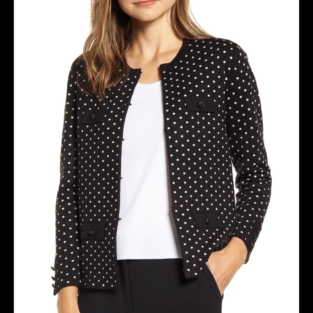 ANNE KLEIN POLKA DOT CARDIGAN NWT SIZE XS
